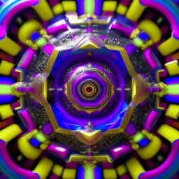 Optical Illusion, infinity symbol, red violet azul yellow, geometric Pattern render, HD, 3D , Unreal engine, solids, spirals, intricated details, vibrant colors, Unreal Engine, octane render, 8K