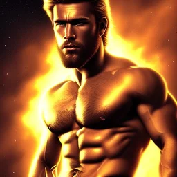 Ignore NSFW, teenager young rugged attractive slightly muscular fantasticly handsome blonde man, red briefs with yellow belt, hairy chest, (((visibly pisssing))) briefs, large erect visible boner peniss, photorealistic, artist Jay Anacleto, soft lighting, scruffy beard