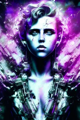 Danish singer MØ face, Abstract Yoji Shinkawa, purple tones,