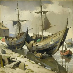 abandoned boats, Newell Convers Wyeth, Yves Tanguy