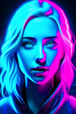 blonde woman galactic, gradient color, BLUE, PINK, CYAN, neon, insanely detailed, 16k resolution, perfect eyes, cinematic smooth, intricate detai