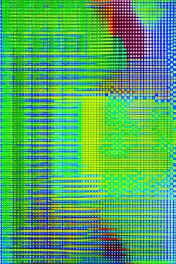 SQUARE GRID ABSTRACT LINES AND DOTS DANCING FULL COLOUR STYLE OF HIROKU OGAI