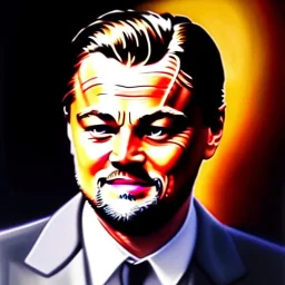 Ultra detailed fullbody Portrait in oil on canvas of Leonardo DiCaprio ,extremely detailed digital painting, extremely detailed face, crystal clear eyes, mystical colors ,perfectly centered image, perfect composition, rim light, beautiful lighting,masterpiece ,16k, stunning scene, raytracing, anatomically correct, in the style of Simon Bisley and uncannyknack and caravaggio and Seung Eun Kim and Steve Jung Jeehyung Lee.