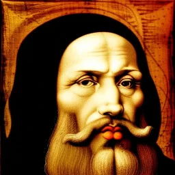 Retrato de un hombre con barba y canas llamado Jacobo Santiago Mozos con el estilo de Leonardo da Vinci