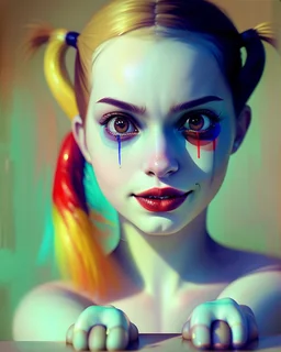 painting by koson ohara and marta bevacqua, Harley Quinn Smile