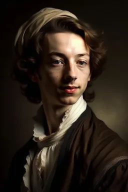 Generate a 17th century portrait of a young rich man of french descent named Olaph