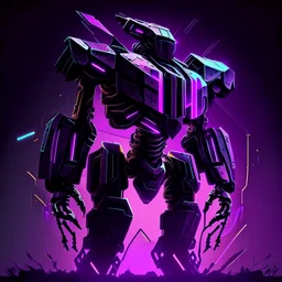 black and purple neon geometric robot