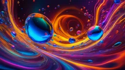 1144. Surprise me! Wow! Colourful immiscible liquid globules floating in a wild random dance, liquid medium, mixed, distorted, spectacular, strange globular shapes, wild, fantasy, futuristic, artistic, attractive, beautiful lighting, attractive composition, photorealistic, extremely detailed, chiaroscuro