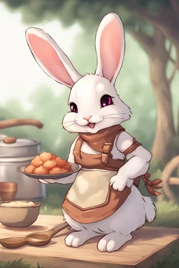 Cute bunny floppy ears adventurer dnd cooking art realism