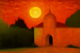 A light yellow heavenly ruins painted by Georges Seurat