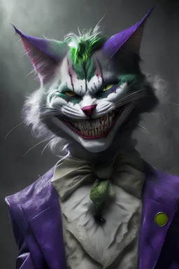 A picture of a cat in the form of a joker, a professional, high JPEG image