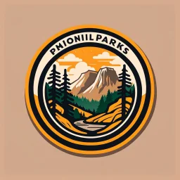 logo for a shop that installs tires and does oil changes, inside a shape with squared top and rounded bottom, in the style of national parks stickers