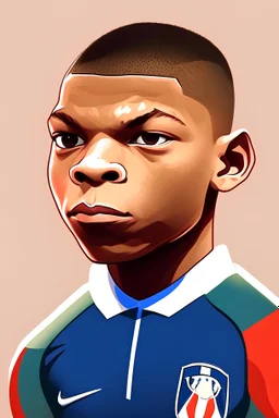 Kylian Mbappe French soccer player cartoon 2d