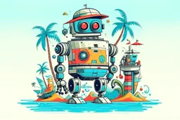 cool fun beach brand beach wear random design seaside robots abstract objects machines like havana brand