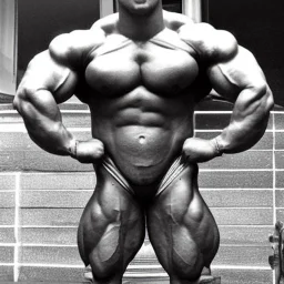 Male, steroid, bodybuilder, super heavy weight, massive, handsome, beautiful, front view, shredded, smile, poser face, handsome, v taper, over developed pecs, rouged, super heavy weight bodybuilder, Mr olympia