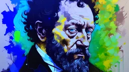 acrylic illustration, acrylic paint, oily sketch, (Alexander Sergeyevich Pushkin), detailed, by detailed, art [by Ali Erturk]