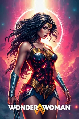 Wonder Woman Full-length image, centered| key visual| intricate| highly detailed| breathtaking beauty| precise lineart| vibrant| comprehensive cinematic| Carne Griffiths| Conrad Roset, best quality, Trending on artstation, Trending on MidJourney, Award Winning, Timeless art work, Masterpiece, Genius, Worldclass, Extra ordinary, Aesthetic, Beautiful, Stunning, Brilliant, cinematic, Dynamic, Cinematic lighting, inspirational, 4K resolution, 8K resolution, Artstation HD, Artstation HQ, Vivid,