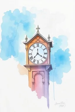 SKETCH WATERCOLOR PASTEL COLOURS - “The Timekeeper’s Clock”