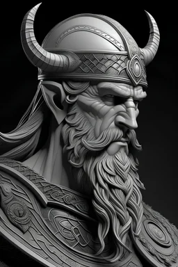 viking warrior grey and white hyper realistic style cnc