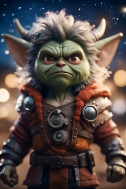 gremlin viking with wild hair Under stjerners gnist Vi går som ett, vår tro et løfte ,bokeh like f/0.8, tilt-shift lens 8k, high detail, smooth render, down-light, unreal engine, prize winning