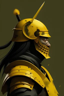 Profile picture, AFeeKay text at the bottom, katana, samurai, head only, yellow, armoured