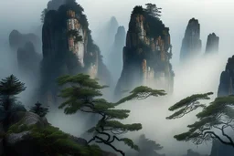 Mt huang shan at misty