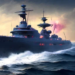 Battle ship in port