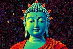 pop art pixels 1000 images budha in the style of klimt