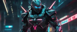 Cyber Machine in 4k realistic artstyle, ninja them, neon details, full body, apocalypse, intricate details, highly detailed, high details, detailed portrait, masterpiece,ultra detailed,best quality
