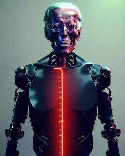 Terminator, Joe Biden as a Terminator,skeleton, evil, 8k, red glowing eyes