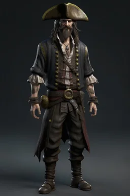 pirate, realistic style, full figure frontal view, no beard and hair