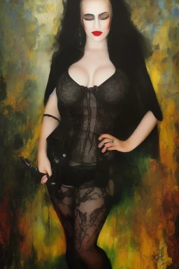 Full body portrait, painting, medium shot lady DarkCabaret