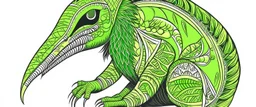 A lime green plague elemental anteater designed in Mehndi design