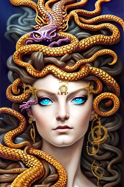 Medusa ((lindíssima))((Portrait)) ((((Dragoness)))),((dragon)), in the style of furry art (((characterdesign))), (Feminine), ((((attractive)))), (((((Creature Design))))) ((((beautiful eyes)))), ((((Scaley)))) ((((head and shoulder portraits)))), Greg rutkowski, Smooth, (((snout))), ((((intelligent)))), (((Expressive))) (thin) ((Annato Finnstark))