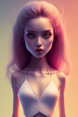 isometric clean art of super cute girl, soft lighting, high definition, small head, mixed media by Tim Burton