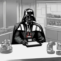 Darth Vader purchasing a new Android tablet.