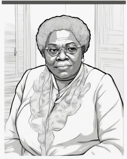 Outline art for coloring pages with MARY MCLEOD BETHUNE , white background, sketch style, only use black outline, white background, no shadows and well and clear outline , white background, sketch style, only use black outline, white background, no shadows and well and clear outline