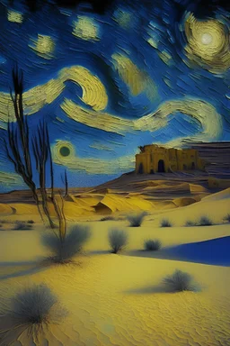van gogh in Saudi Arabia desert the starry night