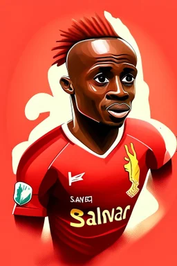 Sadio Mane football player 2d cartoon