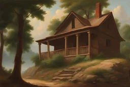 a village house in the style of Frederic Edwin Church