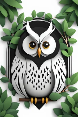 logo design, bunchy, 3d lighting, white owl, highly detailed face, cut off, symmetrical, friendly, minimal, round, simple, cute
