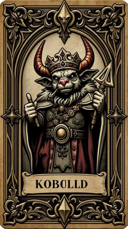 kobold king card with ornate frame