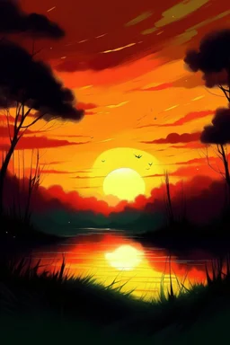 Art illustration sunset