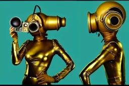 Golden to cyan surfaces body, latex. Tendril-mask-Synthesizer-proboscis. Partly armored proboscis. Coverage metallic headphones. Rebel men trooping and hot Russian military girl. Old-fashioned cameras integrated to heads. Strange Steam-punk telephones! Dystopia perfect body. Red 4D-tiles. Partly symmetrical in relation to motor. Perfect golden ratio in all directions. Space-corruption. Steam-machines-tubes. 3D-Tessellation antennas. Oppressive atmosphere. Soviet propaganda. Egyptian Nazi. tumble