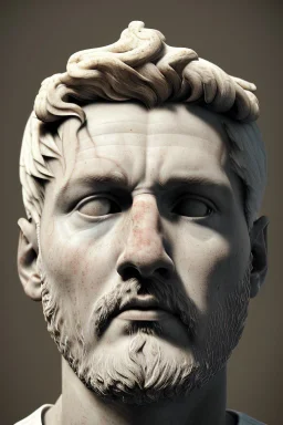 Ultra Realistic image, Roman sculpture, white marble material, Lionel Messi, gold sun radial crown, chisel style, waist up portrait, epic, celestial, cinematic lighting, God light, god rays, 4k resolution, smooth details, ornate details, soft lighting, unreal engine 5, marble background.