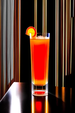 opaque cocktail in high ball glass in light bar setting