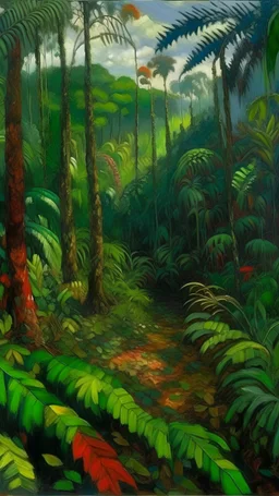 A rainforest filled with vipers painted by Claude Monet