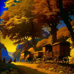 gypsy wagons, Maxfield Parrish