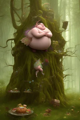 Fat fairy in the Forrest in style of the movie up