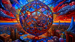 oil painting, Atlas, majestic, festive, divine, fantasy world, corpuscular, restrained, geometric, beautiful composition, exquisite detail